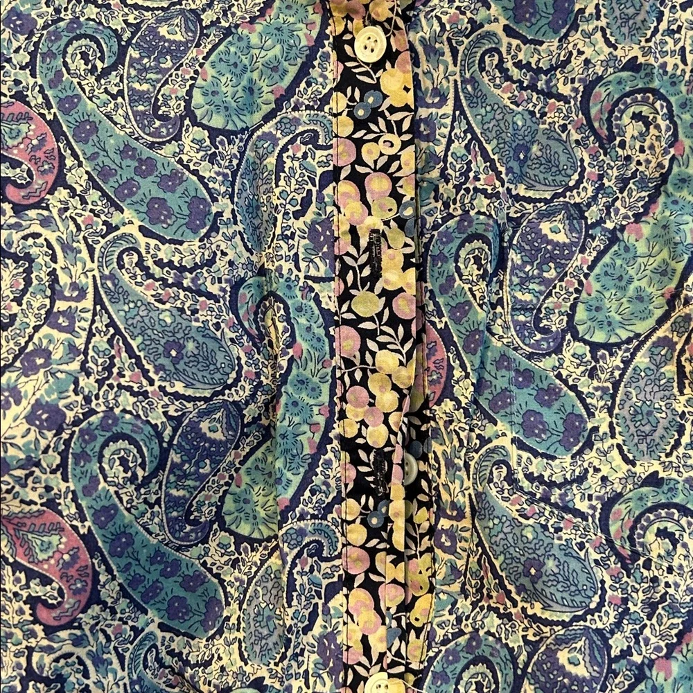 J. Crew Blue and Purple Paisley Popover Top Liberty vintage